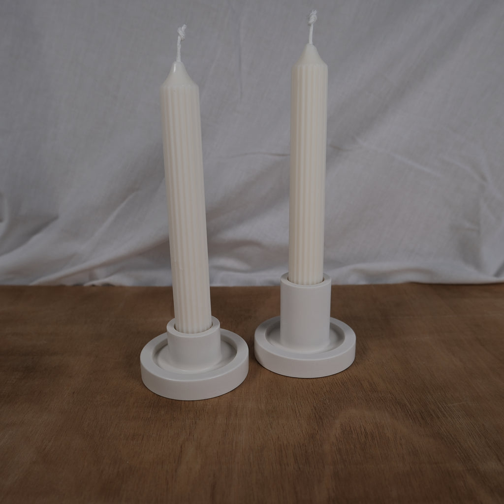 Ribbed Taper Candle Pair