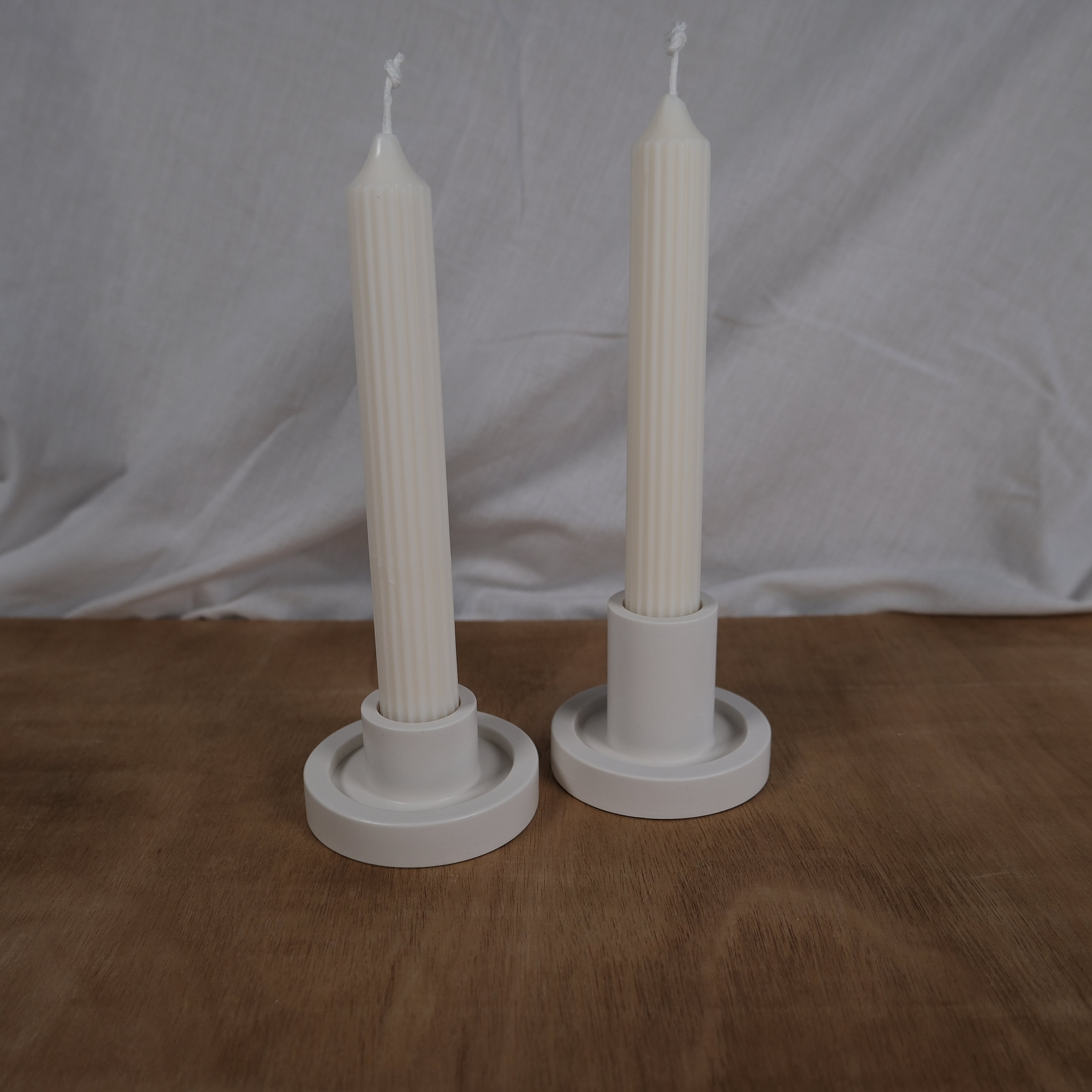 Ribbed Taper Candle Pair