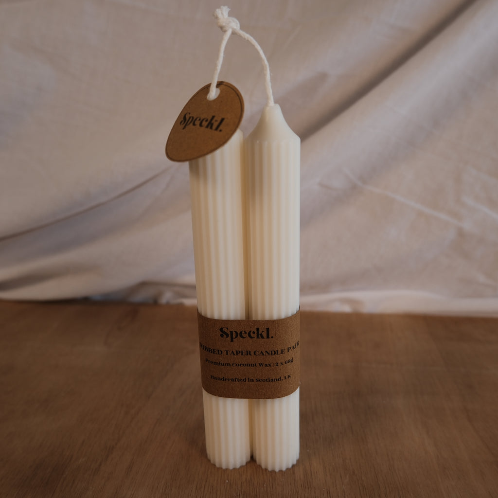 Ribbed Taper Candle Pair